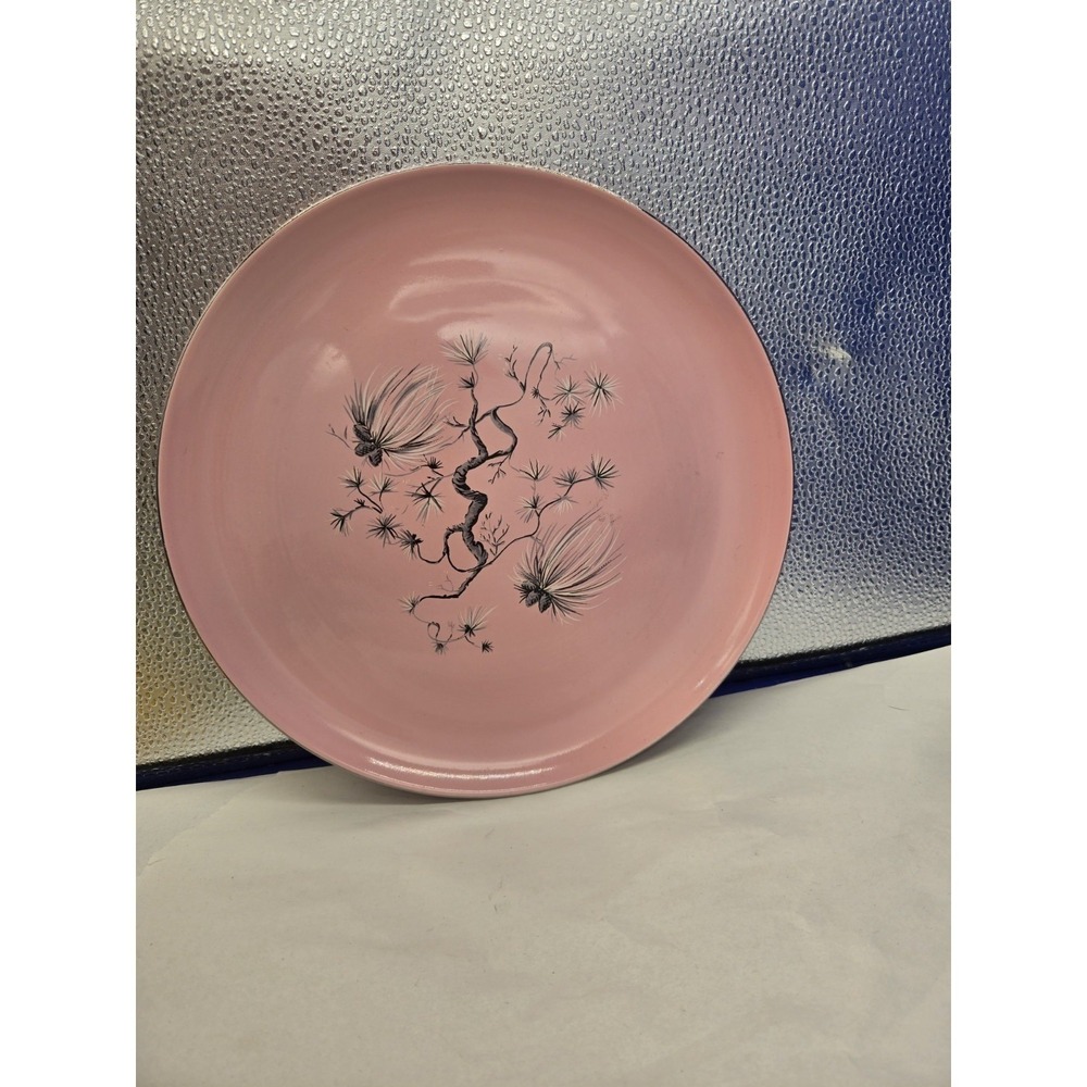 Vtg Taylor Smith Taylor TST Dwarf Pine Pink Dinner Plate 10" 1950's Ovenproof